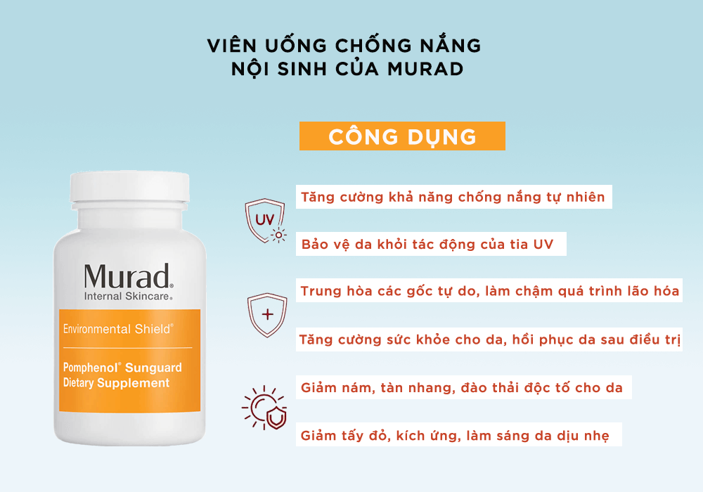 Hiệu quả của viên uống chống nắng nội sinh của Murad